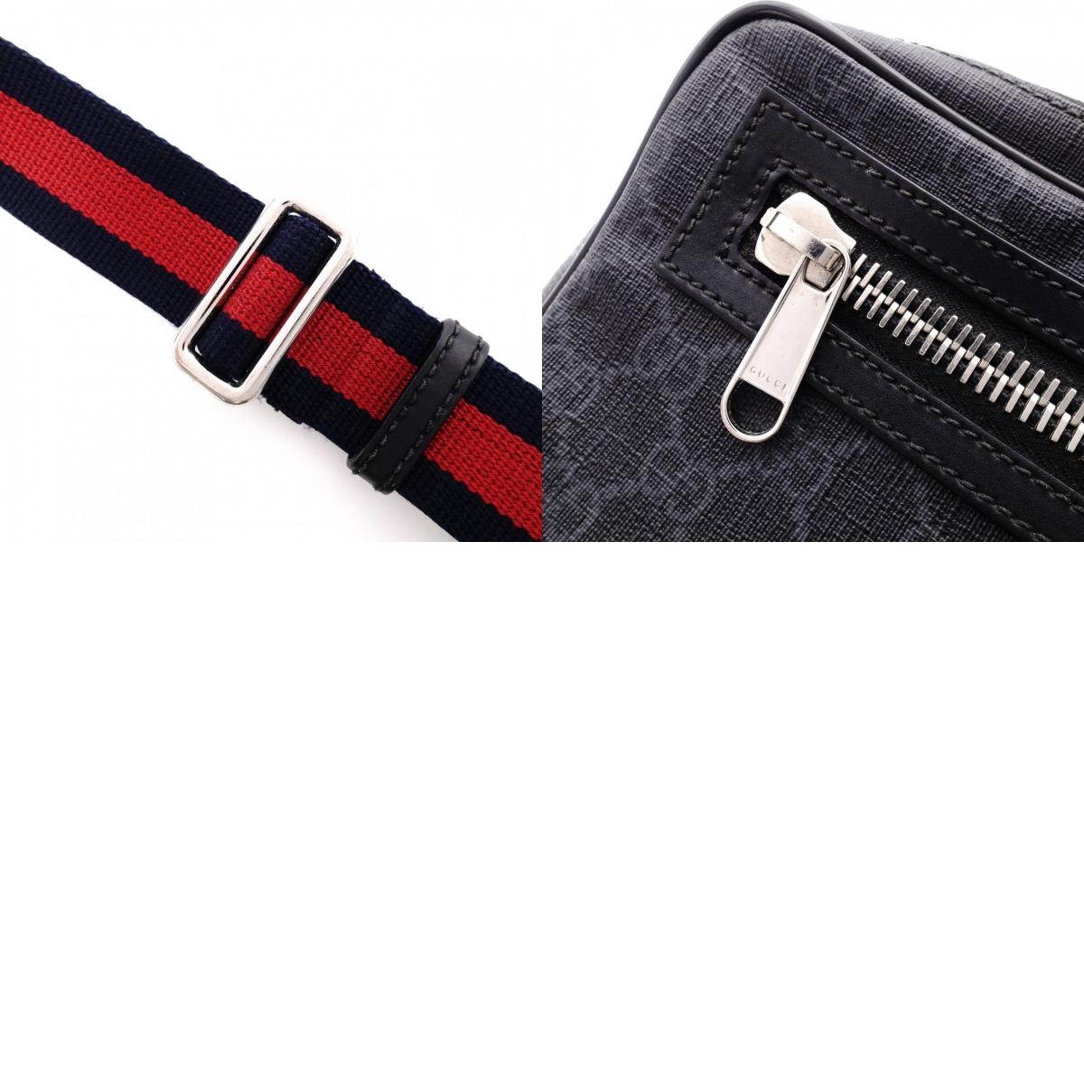 GUCCI GG Supreme Body Bag, PVC/Canvas, Gray, Men's Belt Bag