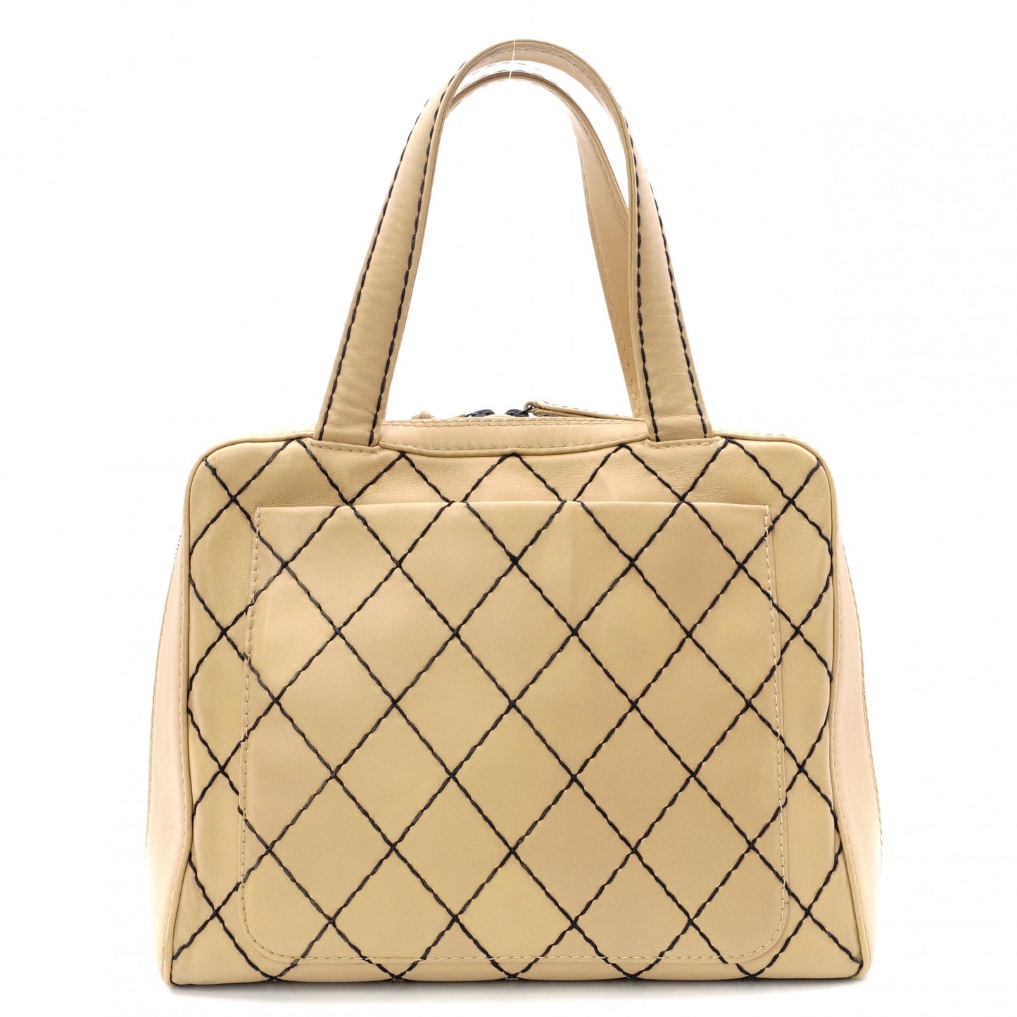 CHANEL Wild Stitch Shoulder Bag, Leather, Beige, Vintage