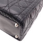 Christian Dior Lady Dior Handbag, Leather, Black, Women's, Silver Hardware, CD