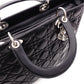 Christian Dior Lady Dior Handbag, Leather, Black, Women's, Silver Hardware, CD