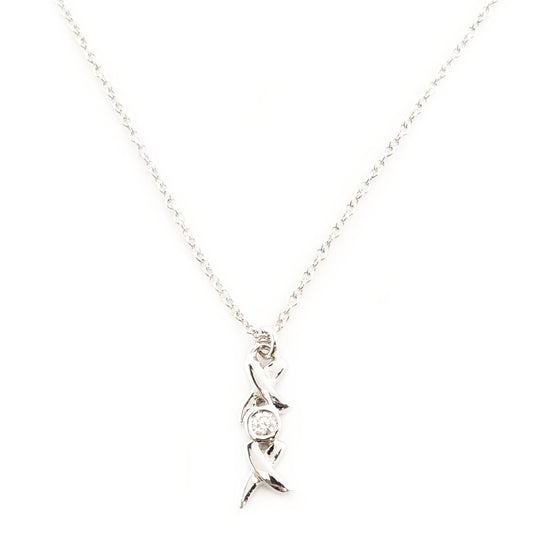 Tiffany & Co. Love & Kiss Diamond Necklace 18K White Gold 1P Diamond WG Approx. 1.9g Silver 7-10-033