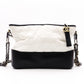 CHANEL Gabrielle de Chanel Shoulder Bag, Leather, White, Black, Women's, Gold and Silver Hardware, CC Logo
