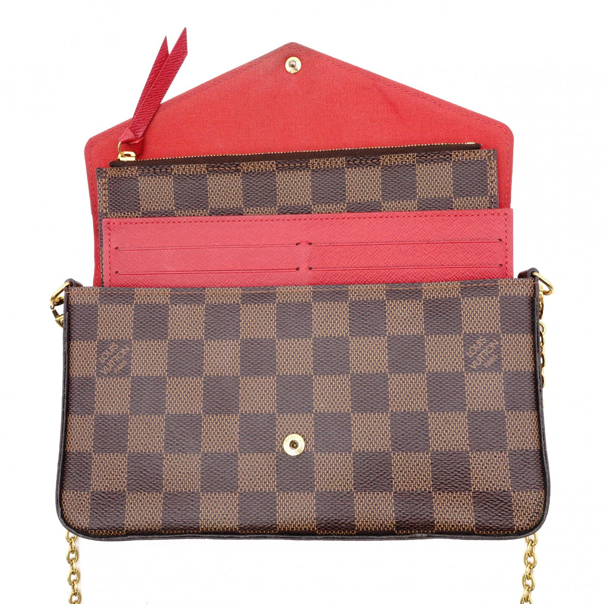 LOUIS VUITTON Pochette Félicie Damier Shoulder Bag, PVC/Canvas, Brown, Crossbody