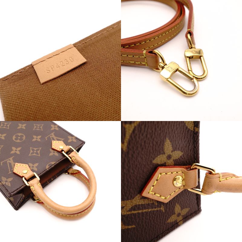 LOUIS VUITTON Petite Sac Plat Monogram Canvas 2-Way Shoulder Bag in Brown R8020083