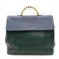 LOEWE Velasquez Handbag 2-Way Leather Blue x Green Shoulder R8020081