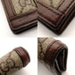 GUCCI Off-Dia Mini Wallet GG Canvas Sherry Line Bifold Wallet GG Logo PVC Leather 7-9-659