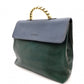 LOEWE Velasquez Handbag 2-Way Leather Blue x Green Shoulder R8020081