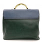 LOEWE Velasquez Handbag 2-Way Leather Blue x Green Shoulder R8020081