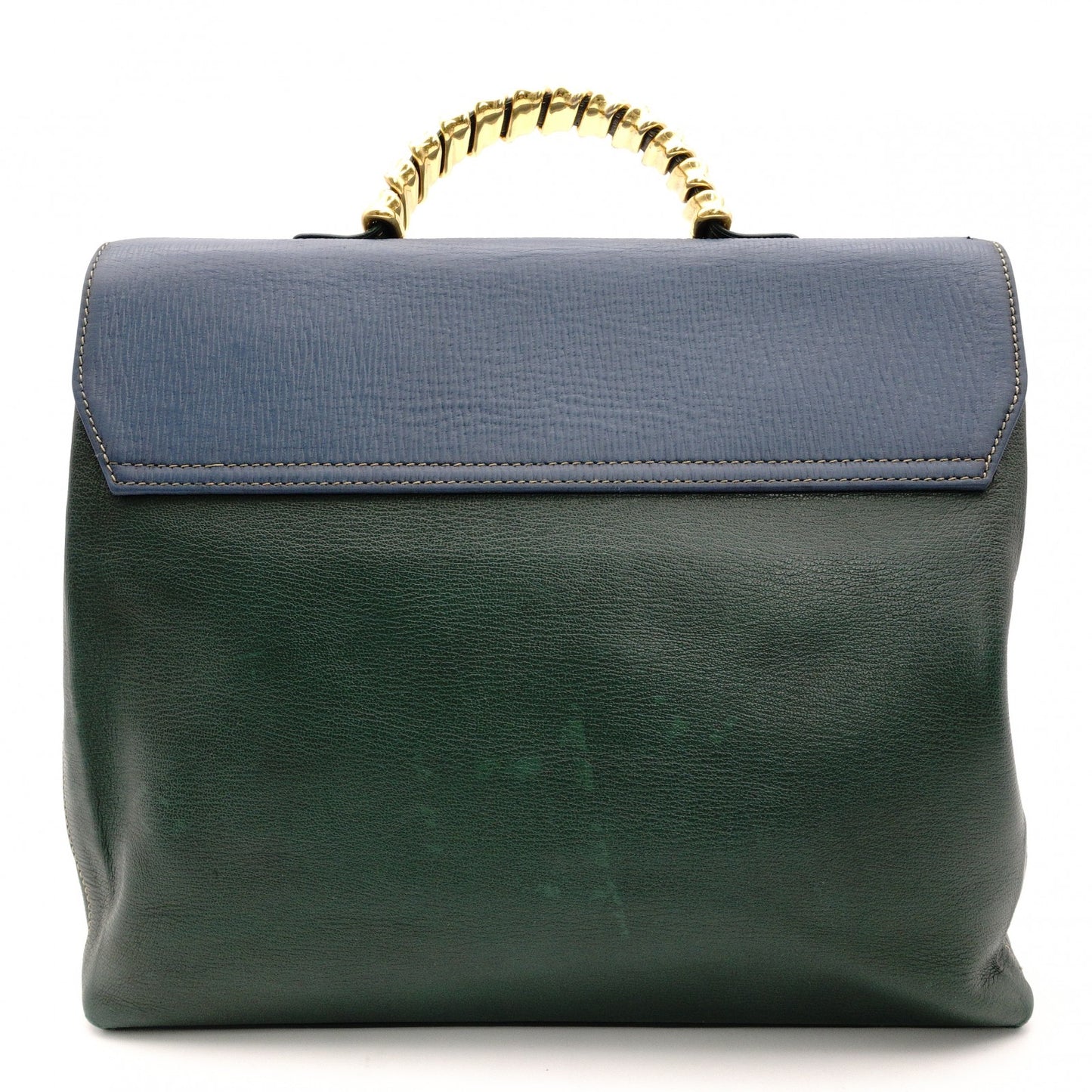 LOEWE Velasquez Handbag 2-Way Leather Blue x Green Shoulder R8020081