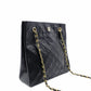 CHANEL Vintage Matelassé Shoulder Bag, Leather, Black with Gold Hardware