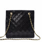 CHANEL Vintage Matelassé Shoulder Bag, Leather, Black with Gold Hardware