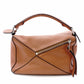 LOEWE Puzzle Small Handbag, Leather, Brown, Women's, 2-Way, Silver Hardware, Brown, Logo