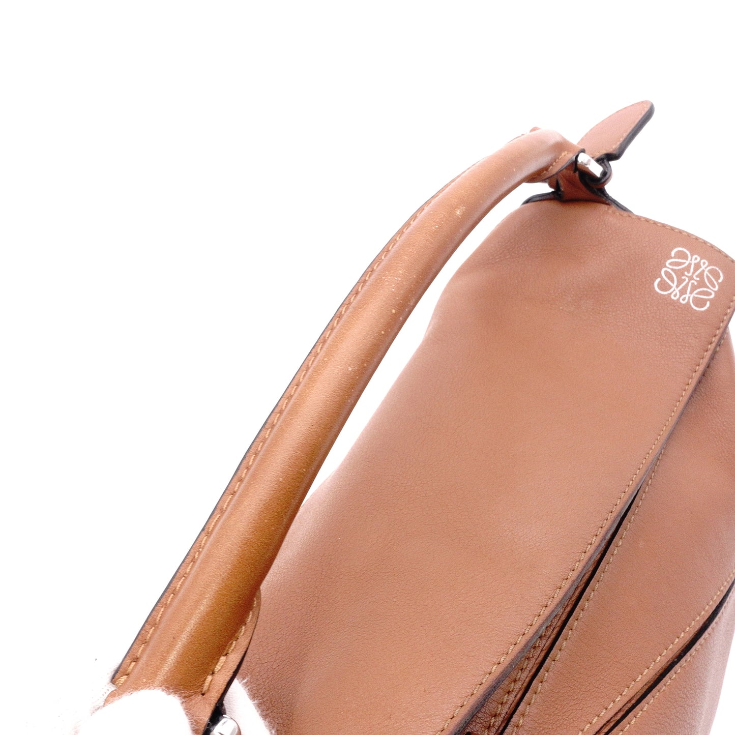 LOEWE Puzzle Small Handbag, Leather, Brown, Women's, 2-Way, Silver Hardware, Brown, Logo