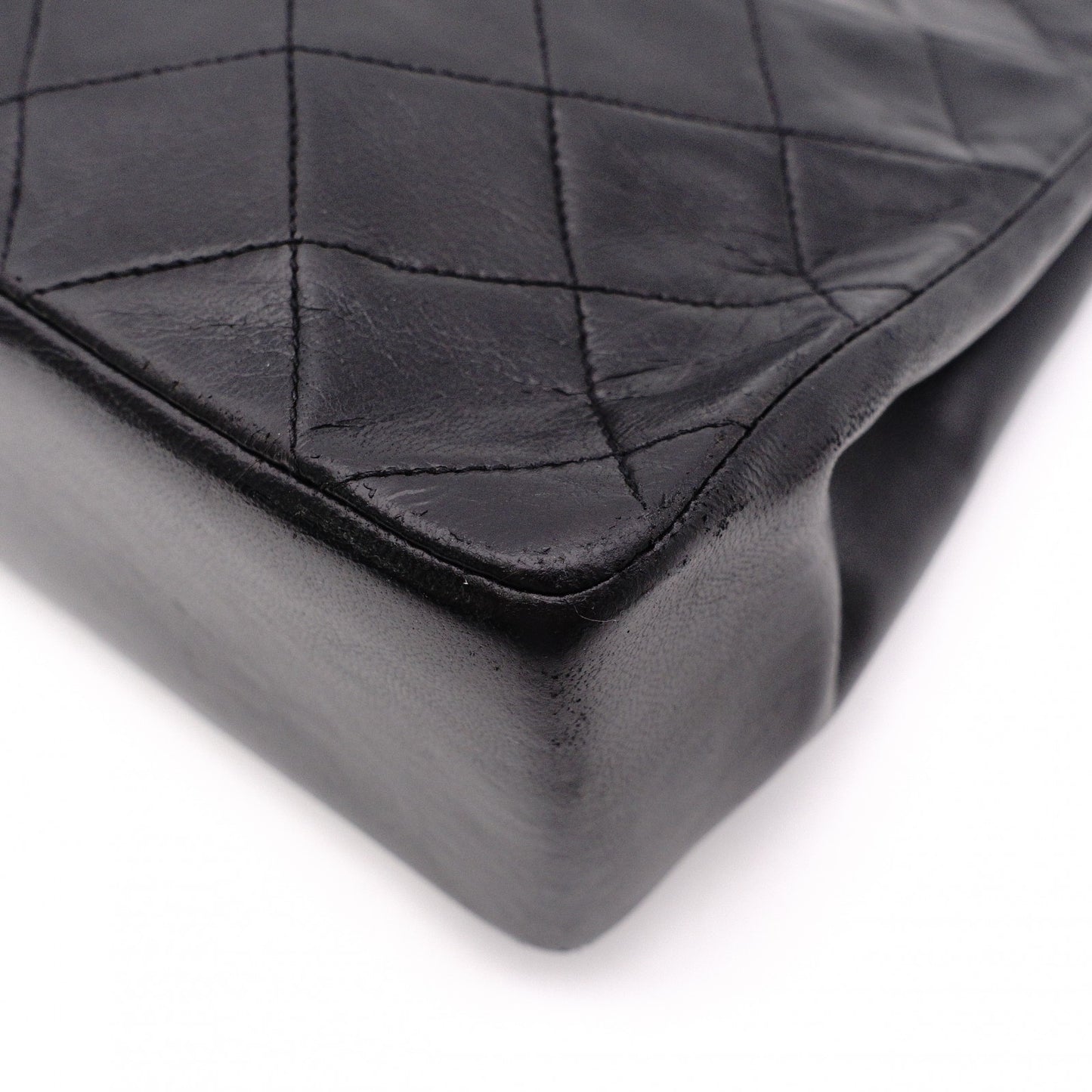 CHANEL Vintage Matelassé Shoulder Bag, Leather, Black with Gold Hardware