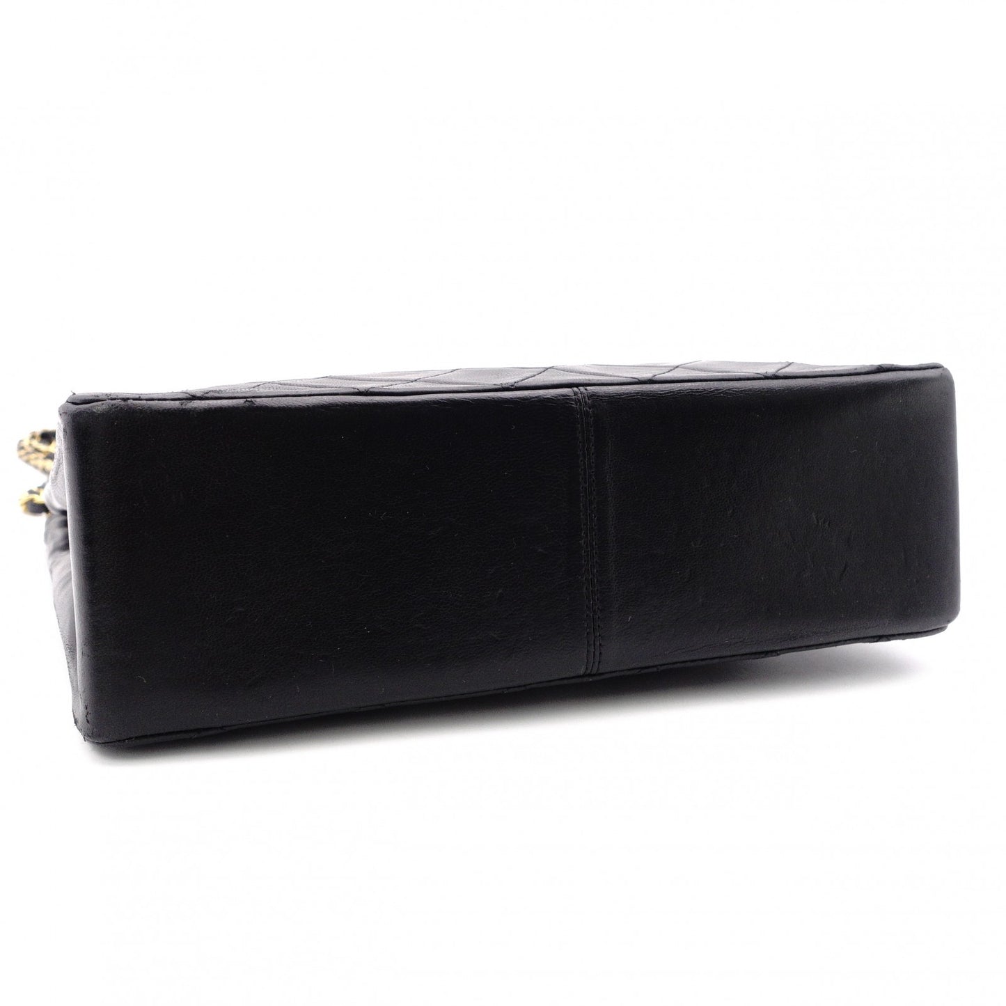 CHANEL Vintage Matelassé Shoulder Bag, Leather, Black with Gold Hardware