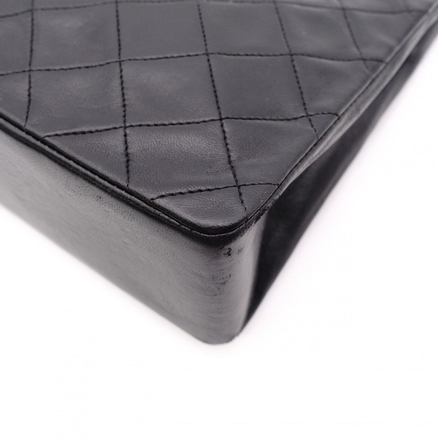 CHANEL Vintage Matelassé Shoulder Bag, Leather, Black with Gold Hardware