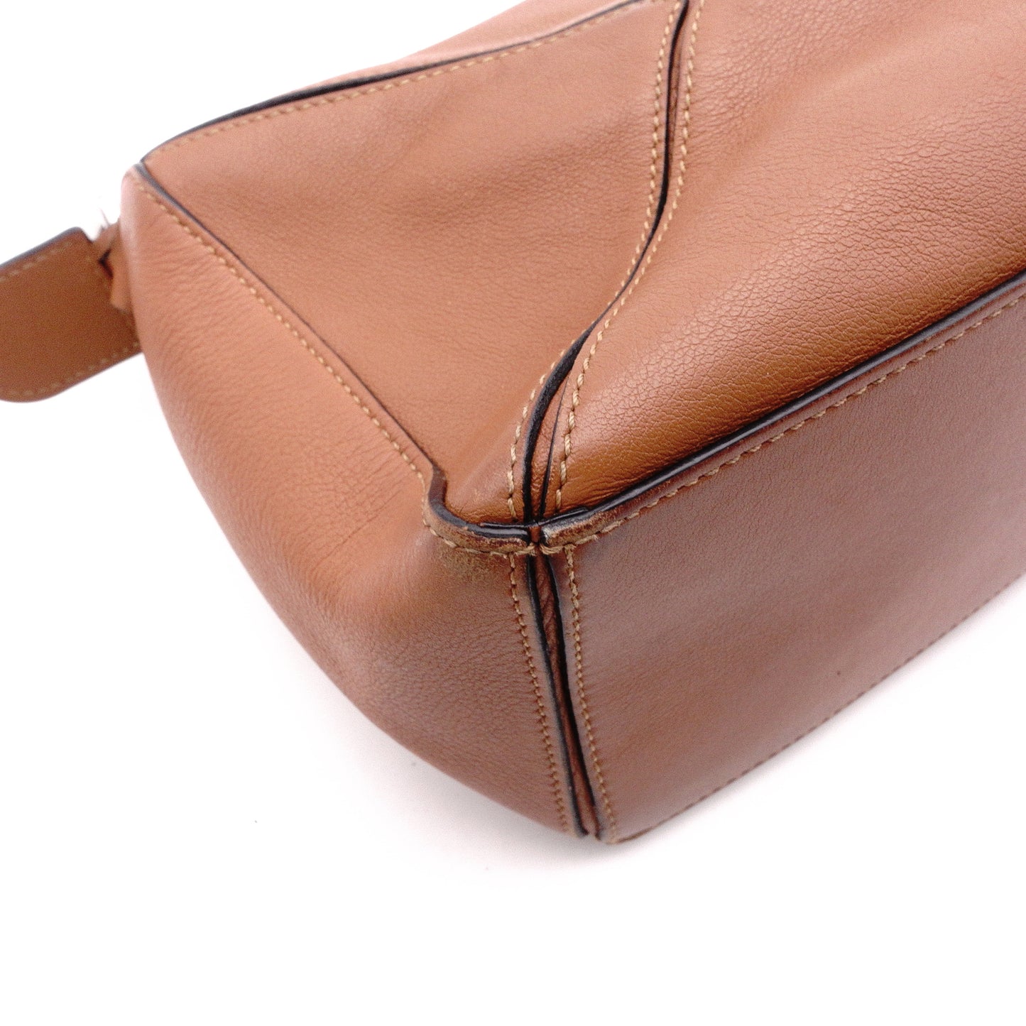 LOEWE Puzzle Small Handbag, Leather, Brown, Women's, 2-Way, Silver Hardware, Brown, Logo
