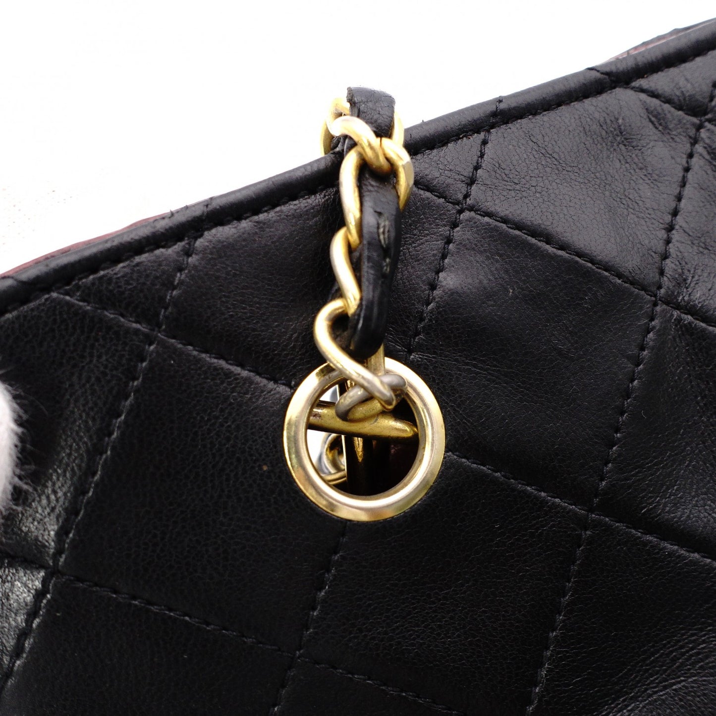 CHANEL Vintage Matelassé Shoulder Bag, Leather, Black with Gold Hardware