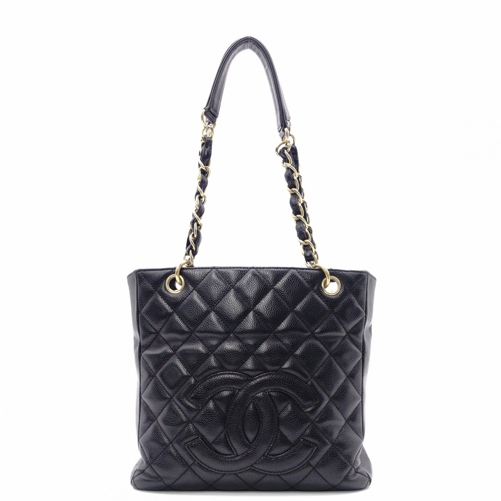 CHANEL PST Matelassé Shoulder Bag, Leather, Black with Gold Hardware ...