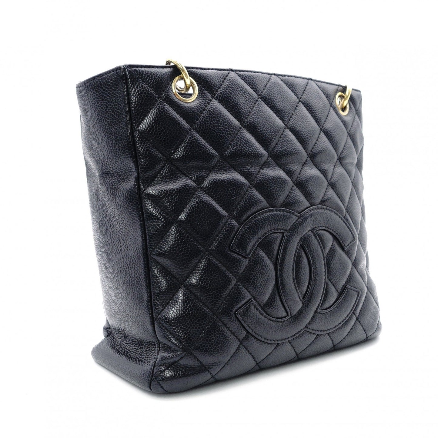 CHANEL PST Matelassé Shoulder Bag, Leather, Black with Gold Hardware