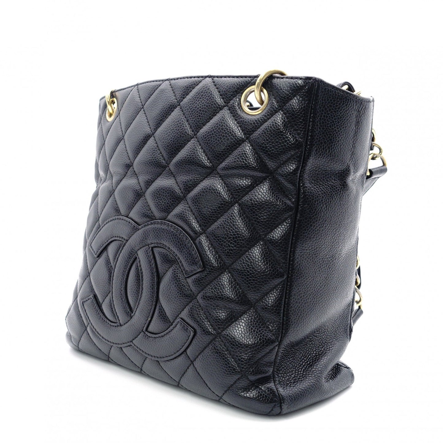 CHANEL PST Matelassé Shoulder Bag, Leather, Black with Gold Hardware