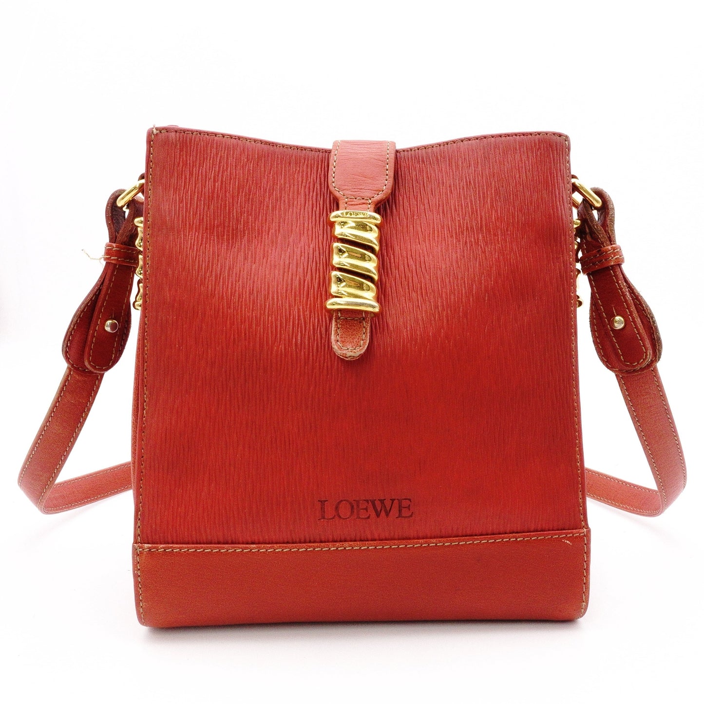 LOEWE Velázquez Shoulder Bag, Leather, Orange, Women's, Crossbody, Gold Hardware, Vintage