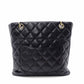 CHANEL PST Matelassé Shoulder Bag, Leather, Black with Gold Hardware