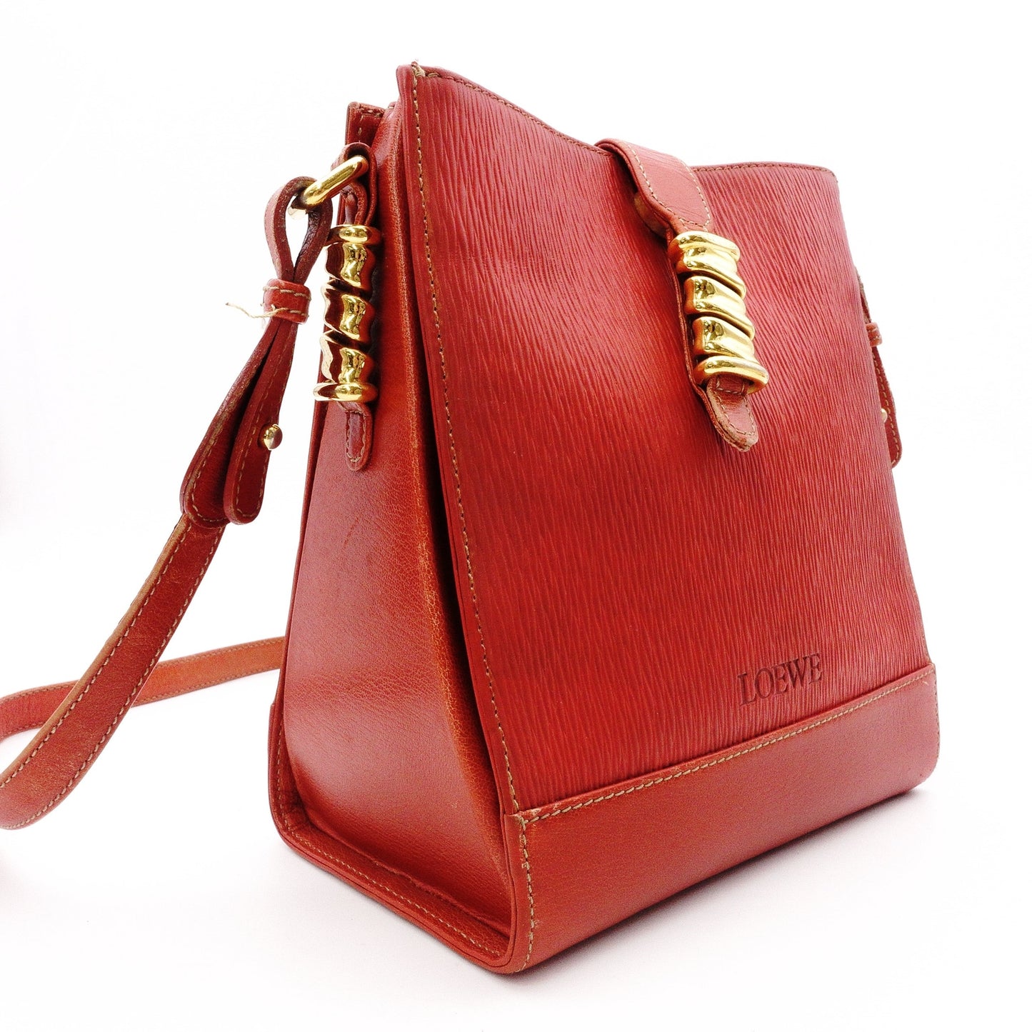LOEWE Velázquez Shoulder Bag, Leather, Orange, Women's, Crossbody, Gold Hardware, Vintage