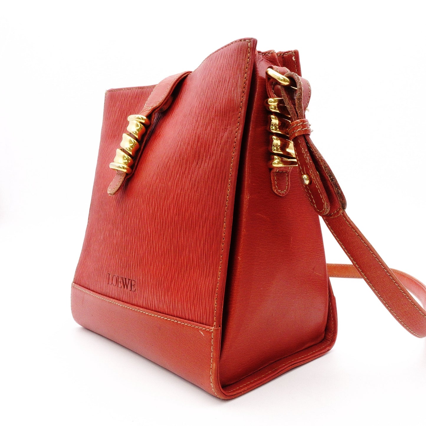 LOEWE Velázquez Shoulder Bag, Leather, Orange, Women's, Crossbody, Gold Hardware, Vintage
