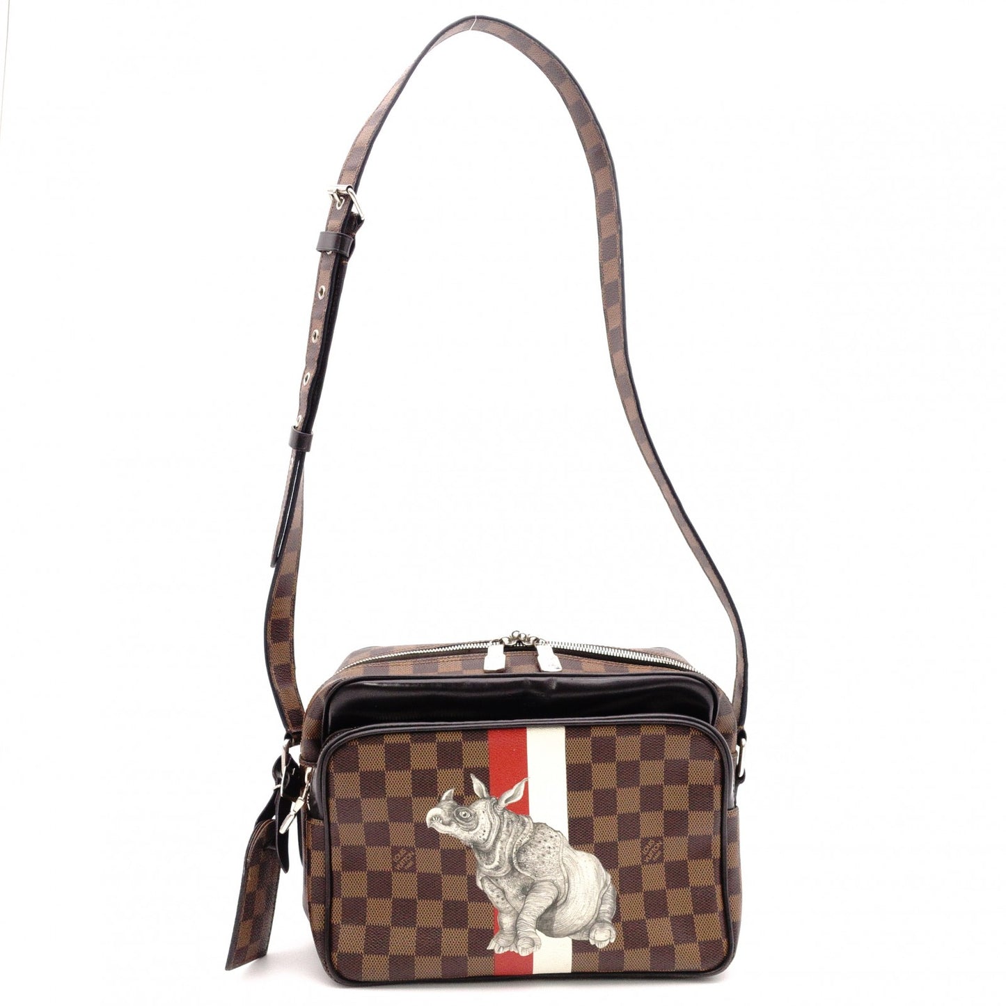 LOUIS VUITTON Nile PM Shoulder Bag, Leather/PVC, Brown, Rhino, Men's, Crossbody