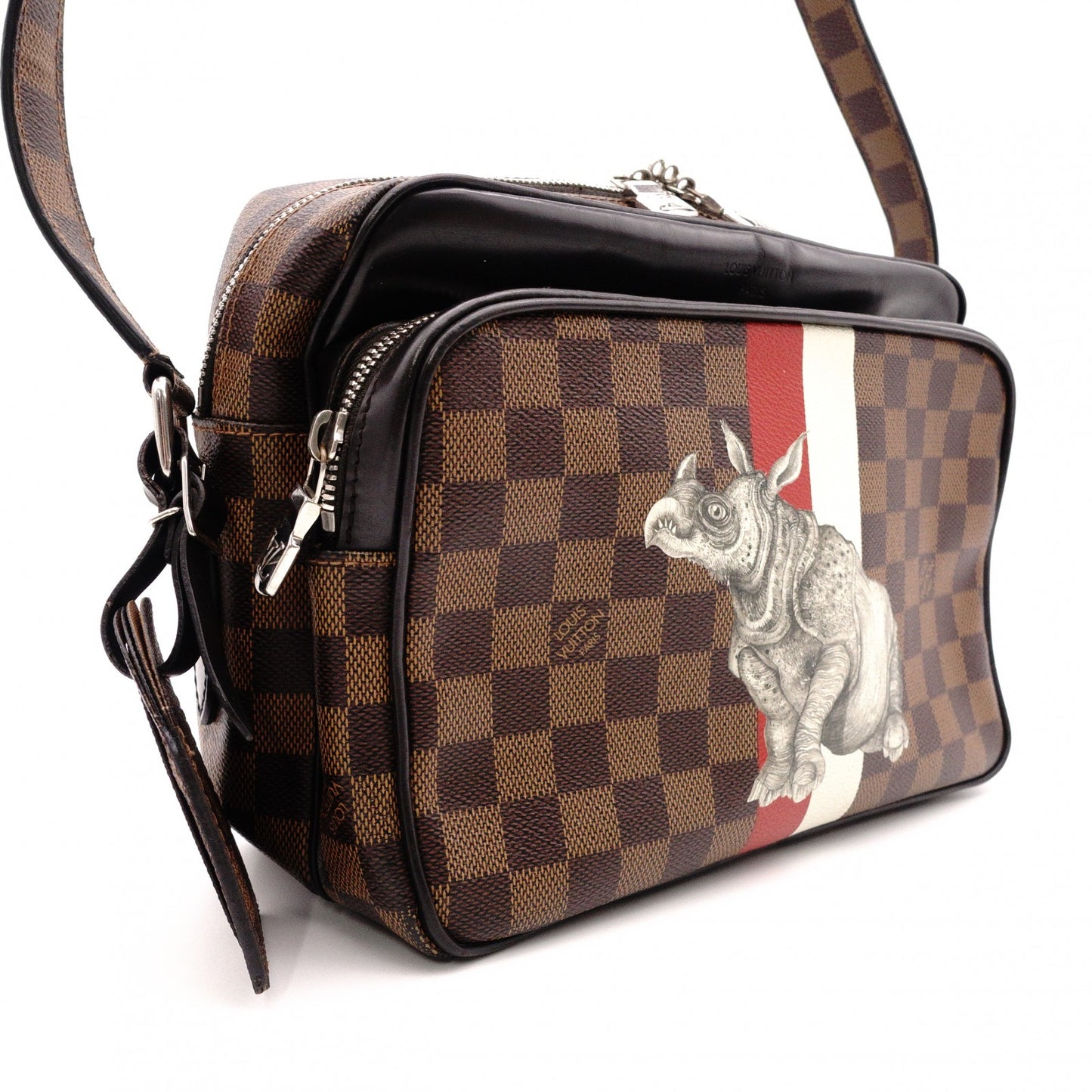 LOUIS VUITTON Nile PM Shoulder Bag, Leather/PVC, Brown, Rhino, Men's, Crossbody