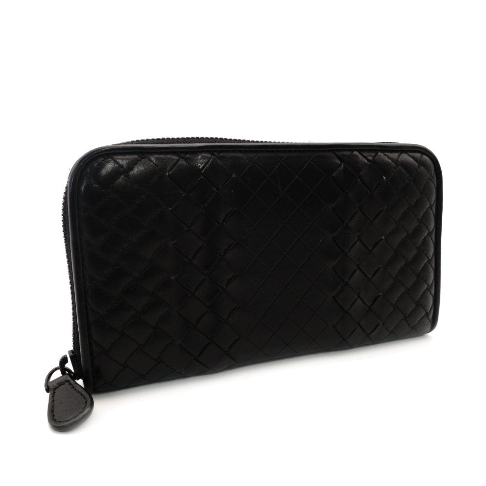 BOTTEGA VENETA Intrecciato Men's Brown Long Wallet Leather Zipper Wallet Brown 7-9-316