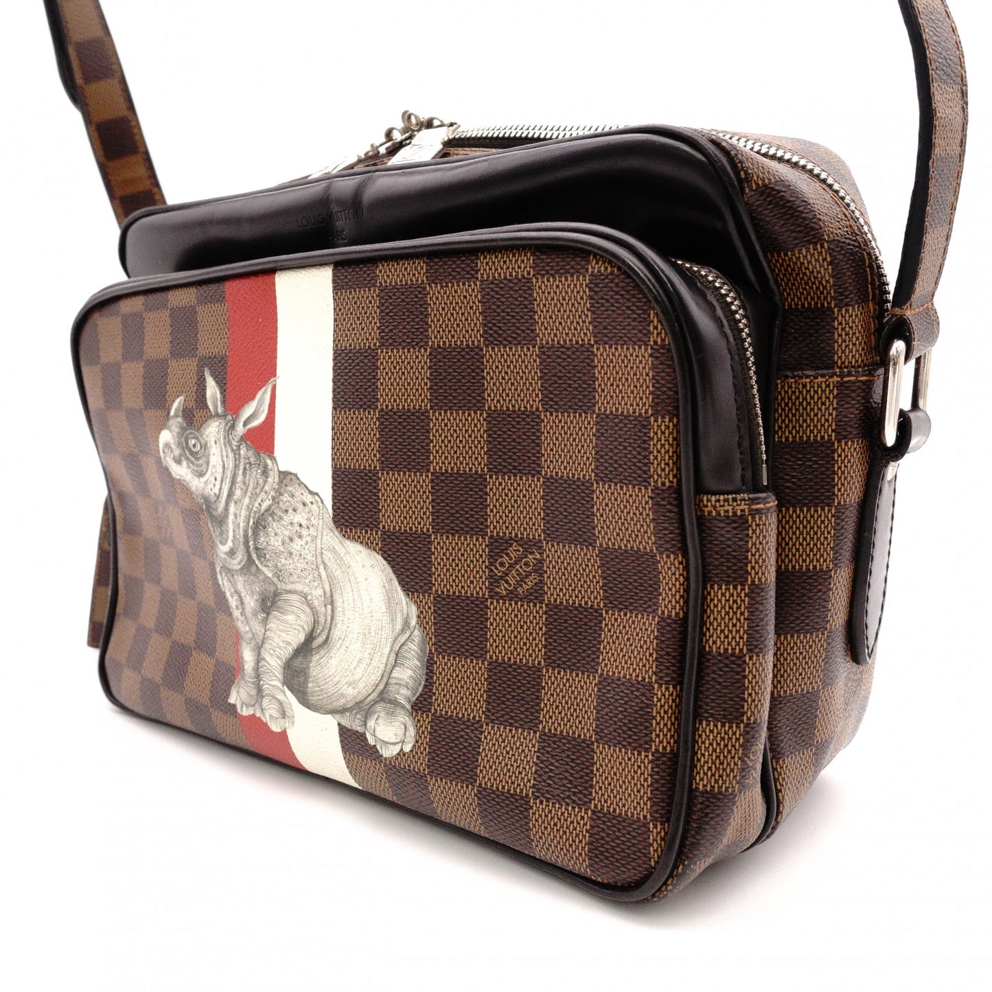 LOUIS VUITTON Nile PM Shoulder Bag, Leather/PVC, Brown, Rhino, Men's, Crossbody