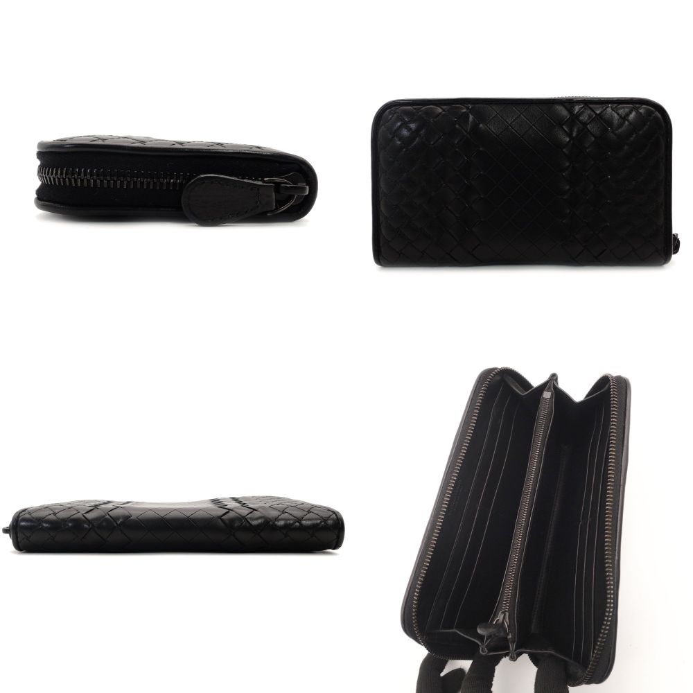 BOTTEGA VENETA Intrecciato Men's Brown Long Wallet Leather Zipper Wallet Brown 7-9-316