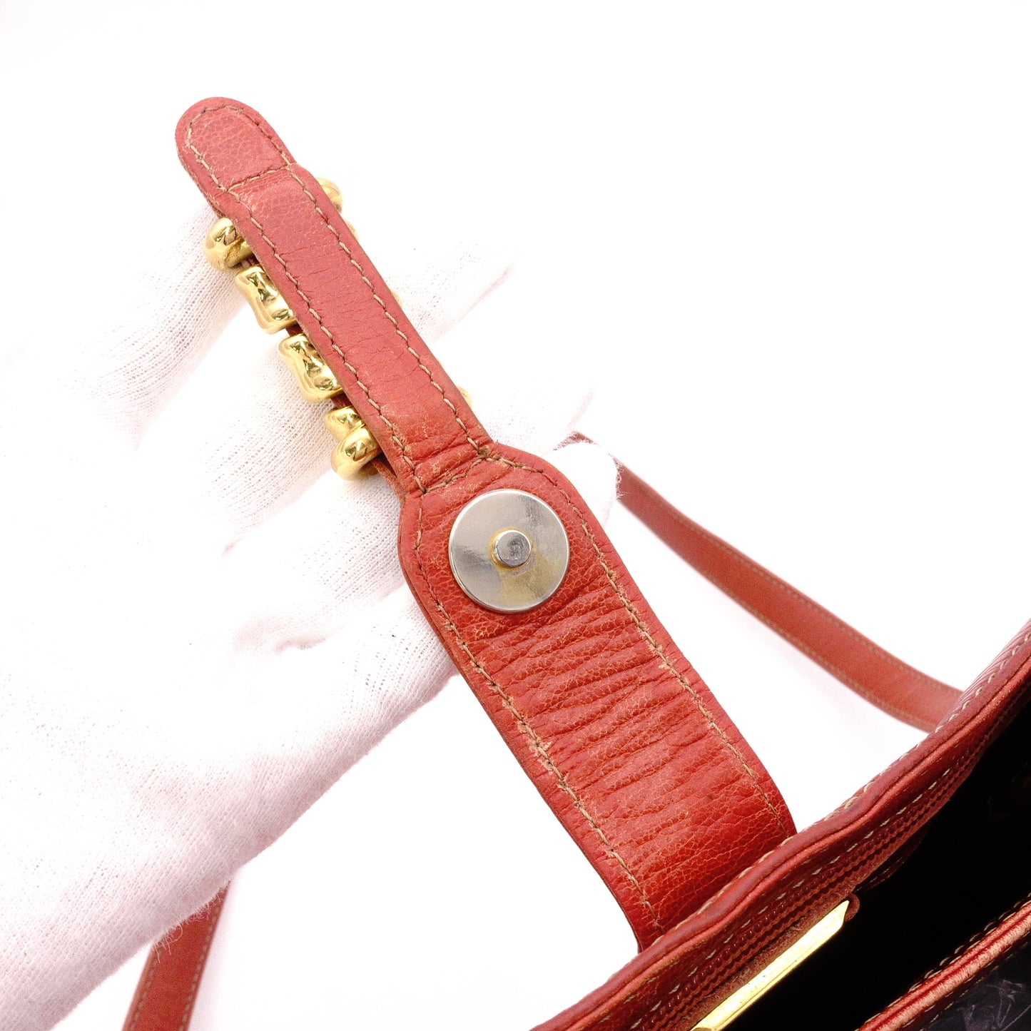 LOEWE Velázquez Shoulder Bag, Leather, Orange, Women's, Crossbody, Gold Hardware, Vintage