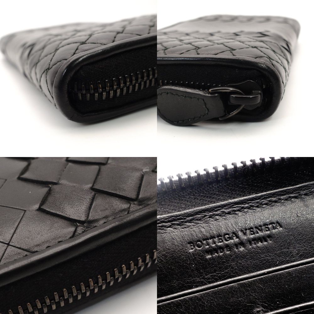 BOTTEGA VENETA Intrecciato Men's Brown Long Wallet Leather Zipper Wallet Brown 7-9-316