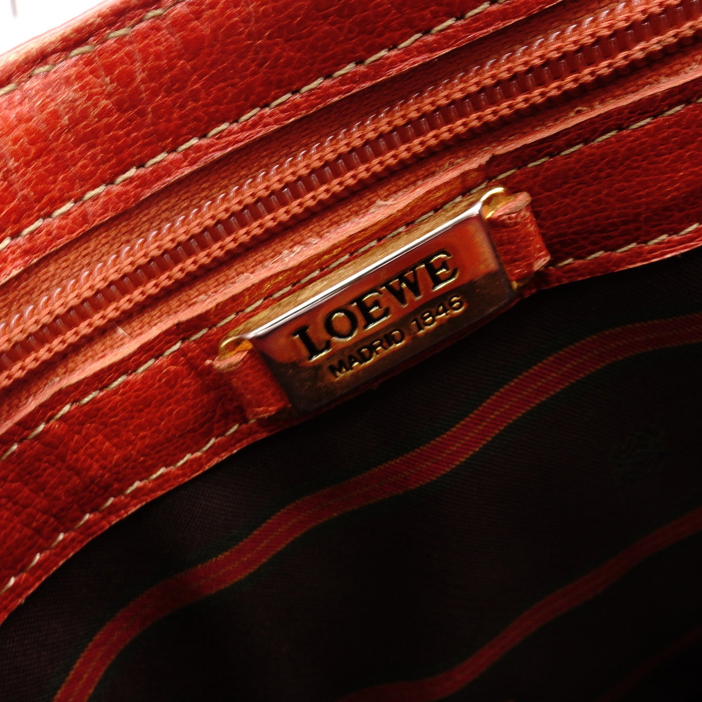 LOEWE Velázquez Shoulder Bag, Leather, Orange, Women's, Crossbody, Gold Hardware, Vintage