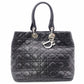DIOR Canage Shoulder Bag, Leather, Black, Women's, Silver Hardware, Black Logo