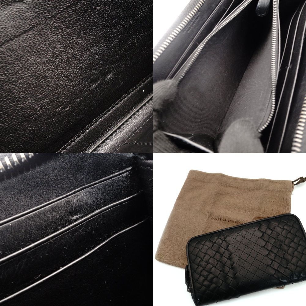 BOTTEGA VENETA Intrecciato Men's Brown Long Wallet Leather Zipper Wallet Brown 7-9-316