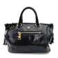 PRADA Handbag Black Leather Triangle Logo Black Gold Hardware R8020289