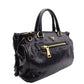 PRADA Handbag Black Leather Triangle Logo Black Gold Hardware R8020289