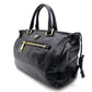 PRADA Handbag Black Leather Triangle Logo Black Gold Hardware R8020289