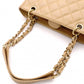 CHANEL PST Matelassé Shoulder Bag, Leather, Beige, Gold Hardware