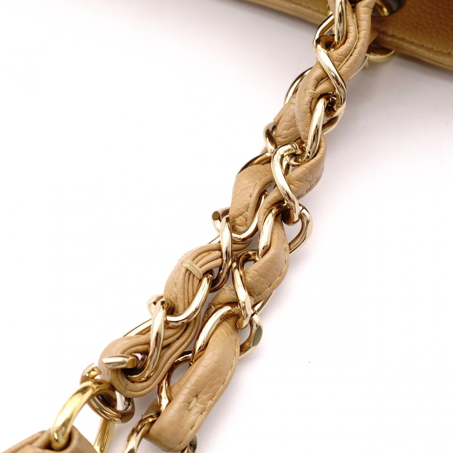 CHANEL PST Matelassé Shoulder Bag, Leather, Beige, Gold Hardware
