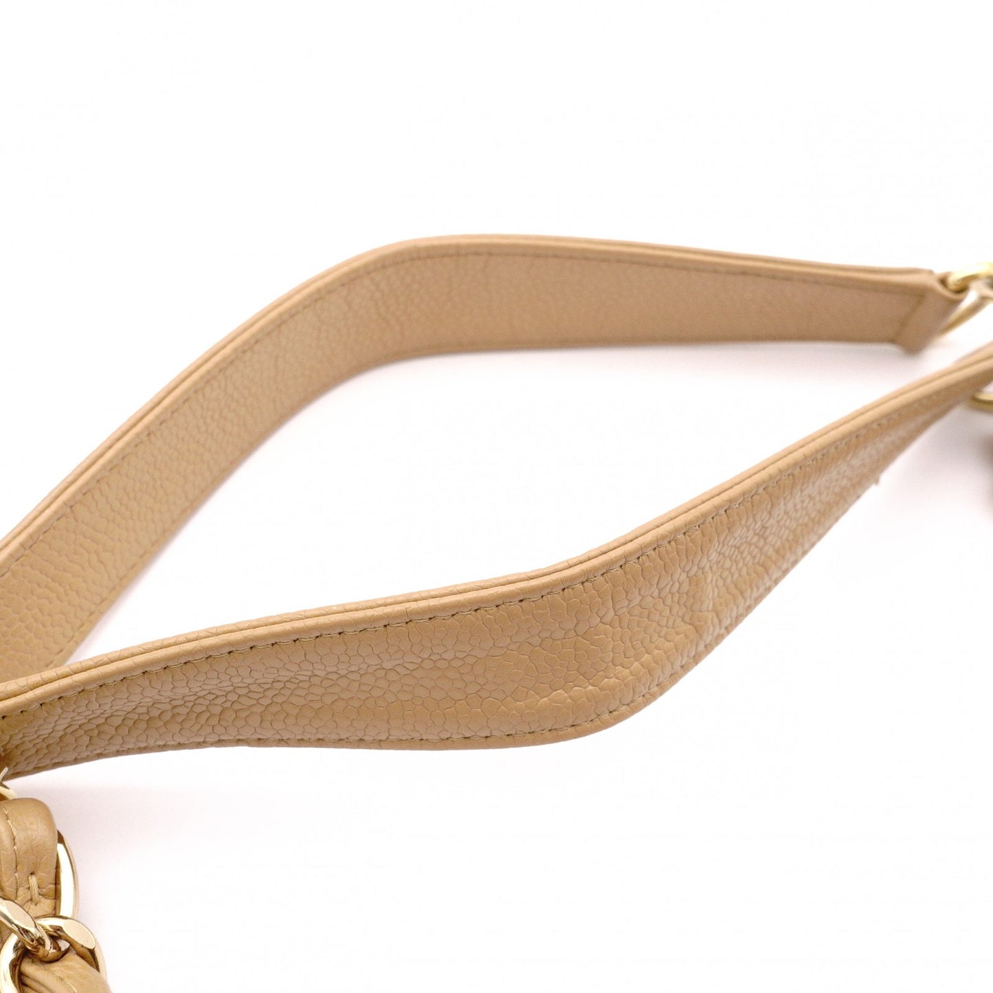 CHANEL PST Matelassé Shoulder Bag, Leather, Beige, Gold Hardware