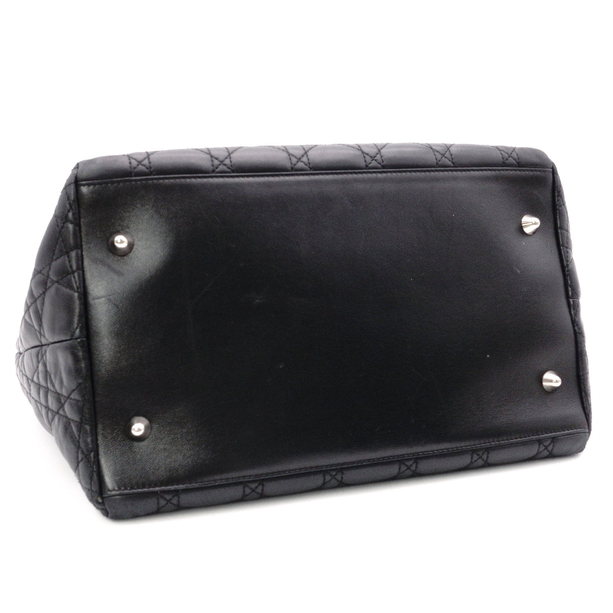 DIOR Canage Shoulder Bag, Leather, Black, Women's, Silver Hardware, Black Logo