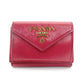 PRADA Compact Wallet Tri-Fold Wallet Saffiano Leather Pink Mini Wallet with Logo Box 7-7-514