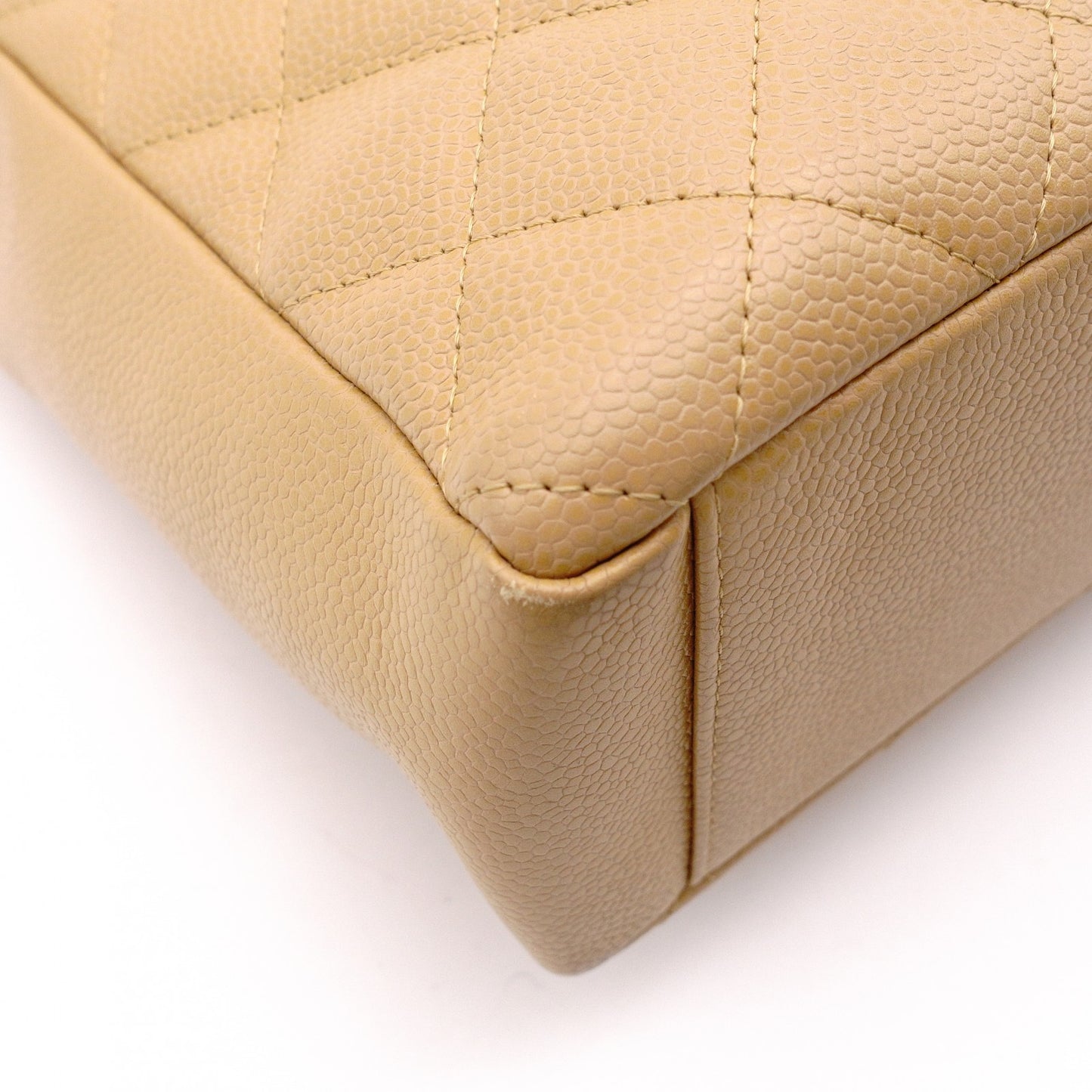 CHANEL PST Matelassé Shoulder Bag, Leather, Beige, Gold Hardware