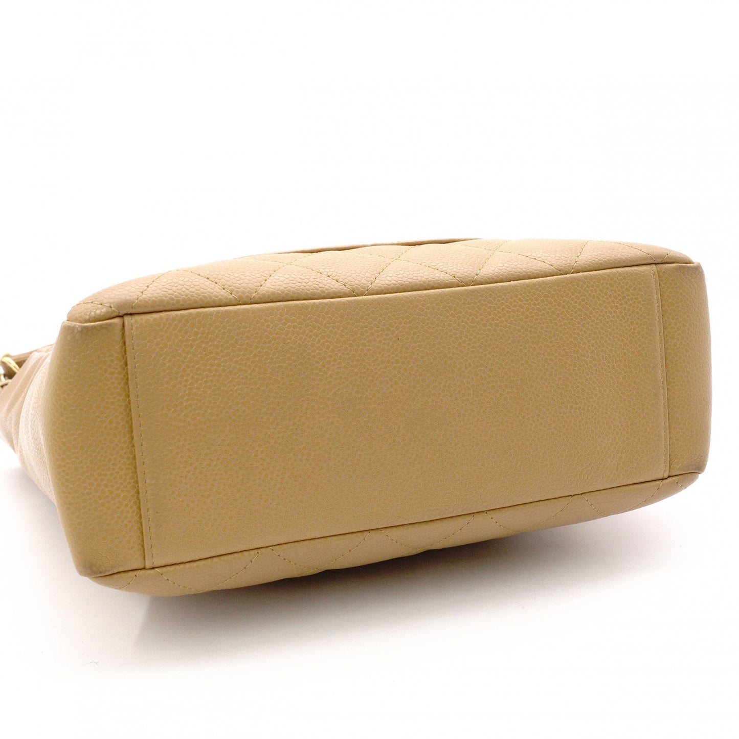 CHANEL PST Matelassé Shoulder Bag, Leather, Beige, Gold Hardware