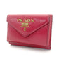 PRADA Compact Wallet Tri-Fold Wallet Saffiano Leather Pink Mini Wallet with Logo Box 7-7-514